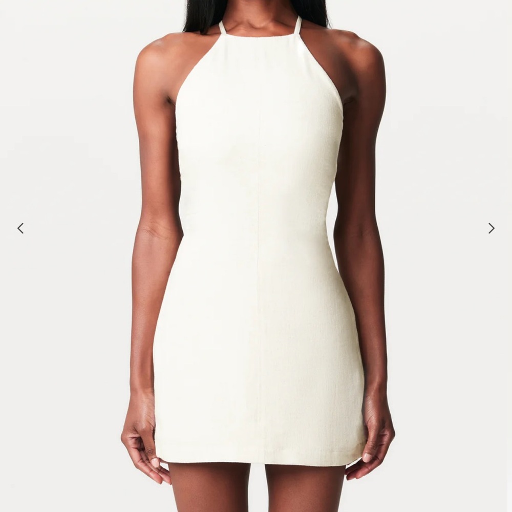 NAKED WARDROBE- LINEN LACE BACK MINI DRESS-BRAND NEW WITHOUT TAGS